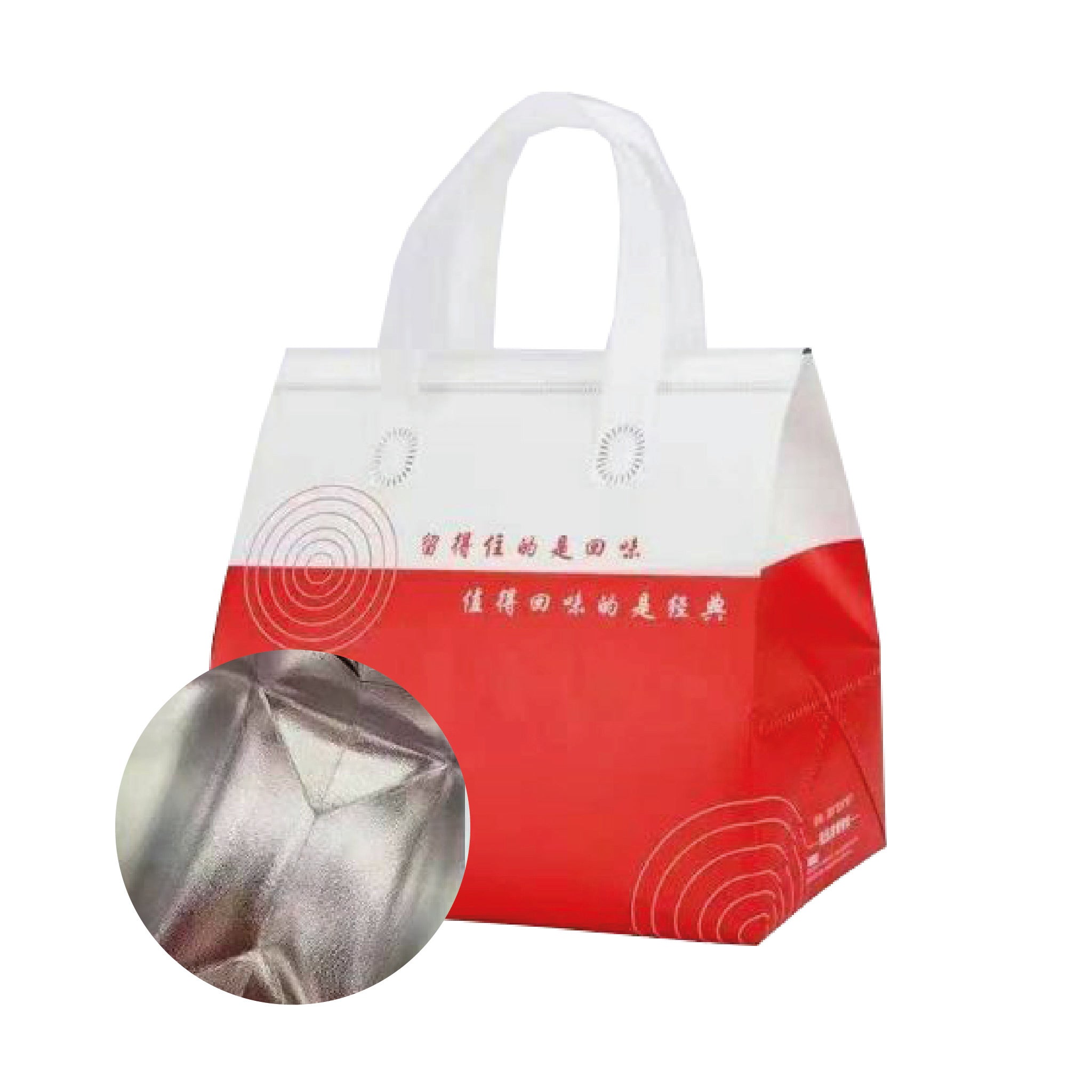 BOLSA TERMICA ROJA CON BLANCO 2AA 30*30*20 / 500 UN.