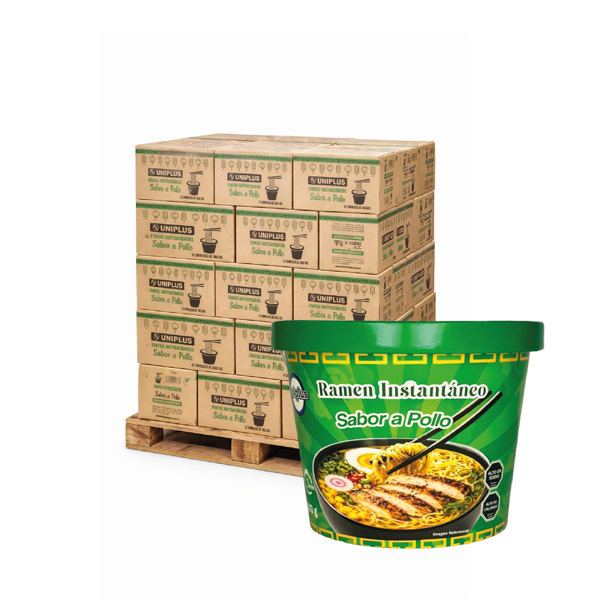 Ramen Inst. Vaso Pallet 60 Cajas Sabor Pollo ($650 C/U)