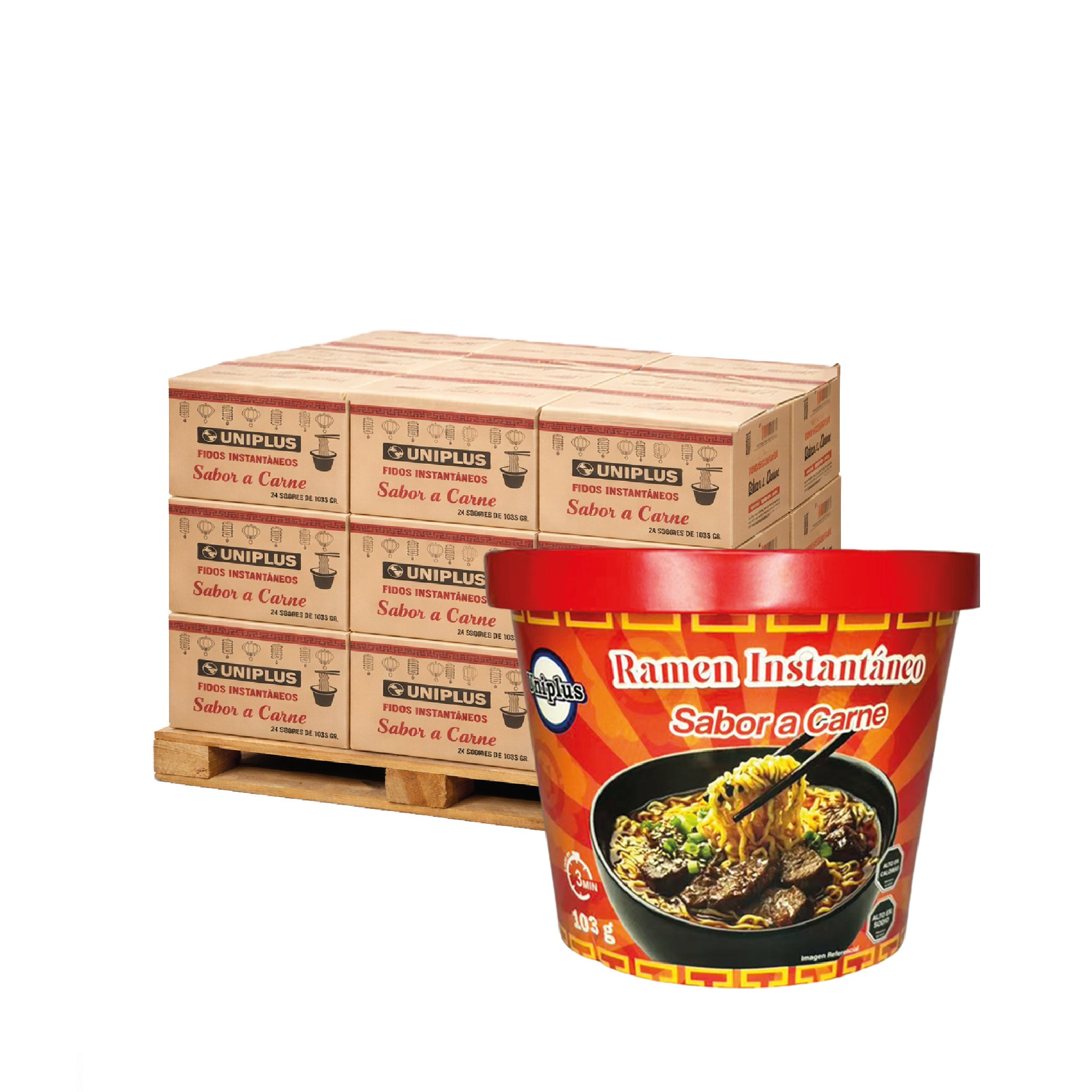 Ramen Inst. Vaso Medio Pallet 30 Cajas Sabor Carne ($700 C/U)