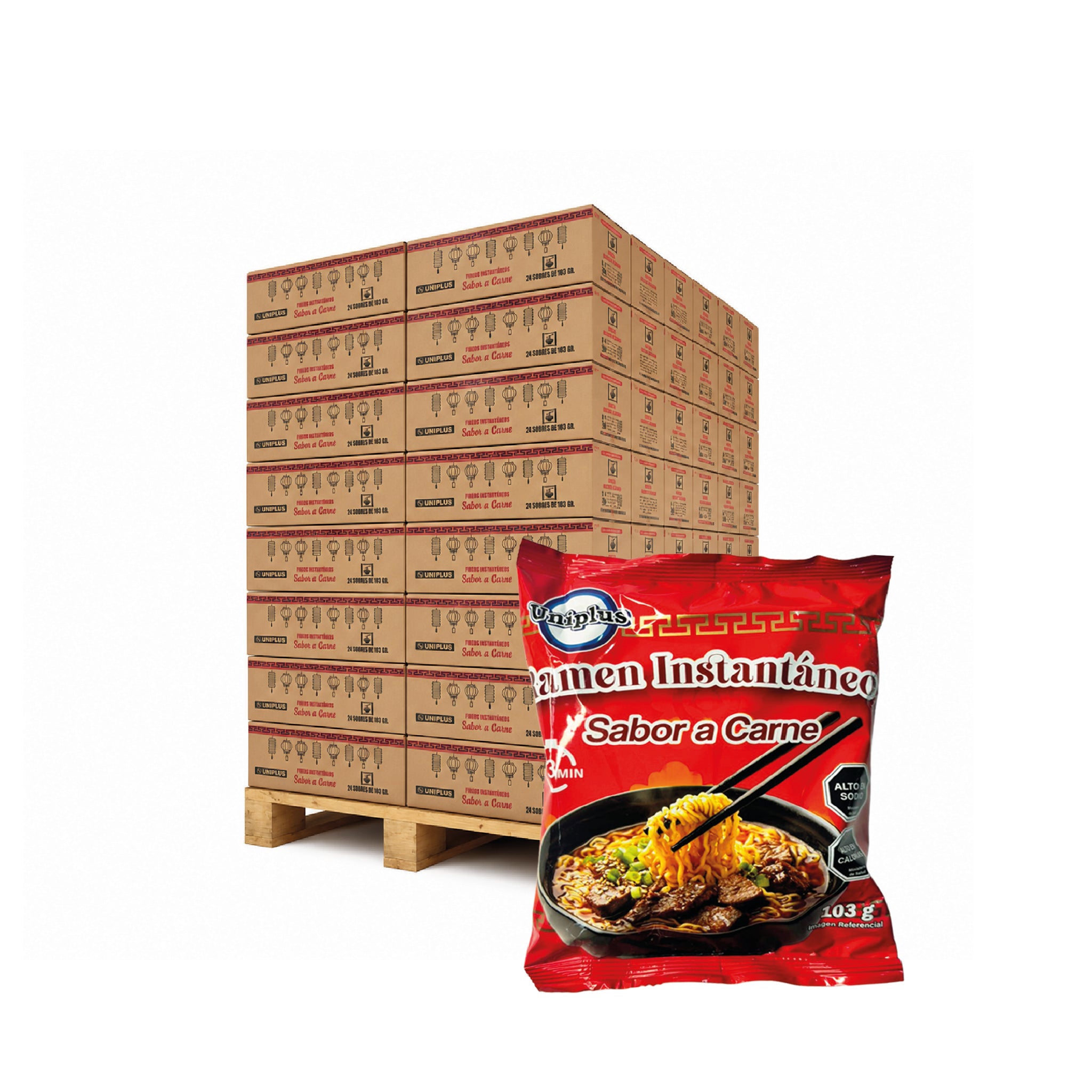 Ramen Inst. Sobre Pallet 60 Cajas Sabor Carne ($350 C/U)