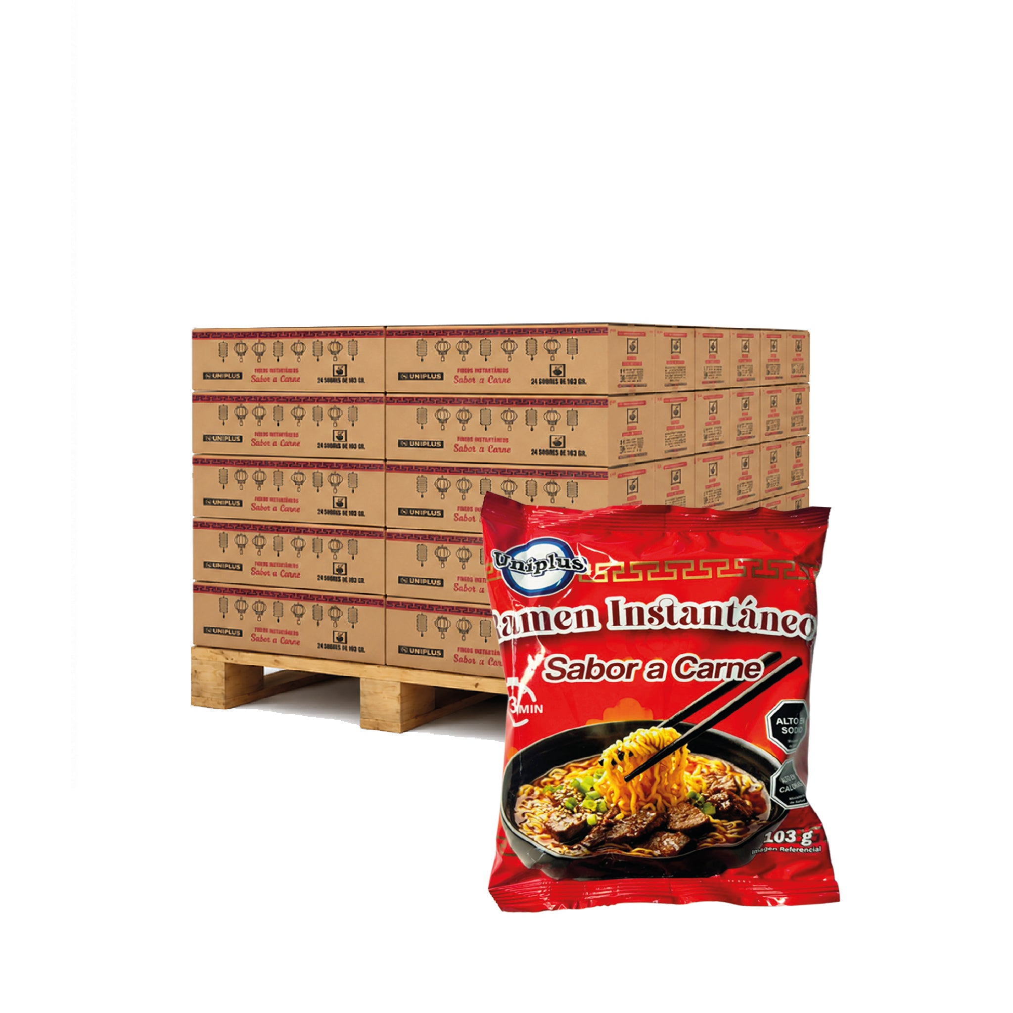 Ramen Inst.  Sobre Medio Pallet 30 Cajas Sabor Carne ($375 C/U)